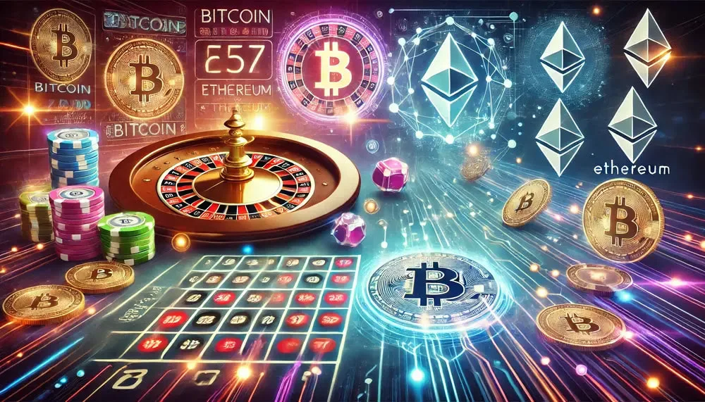 Futuristic casino with crypto elements