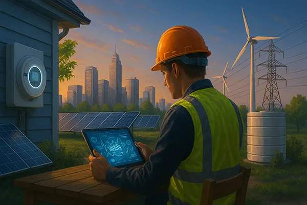 Stadt mit Solaranlagen